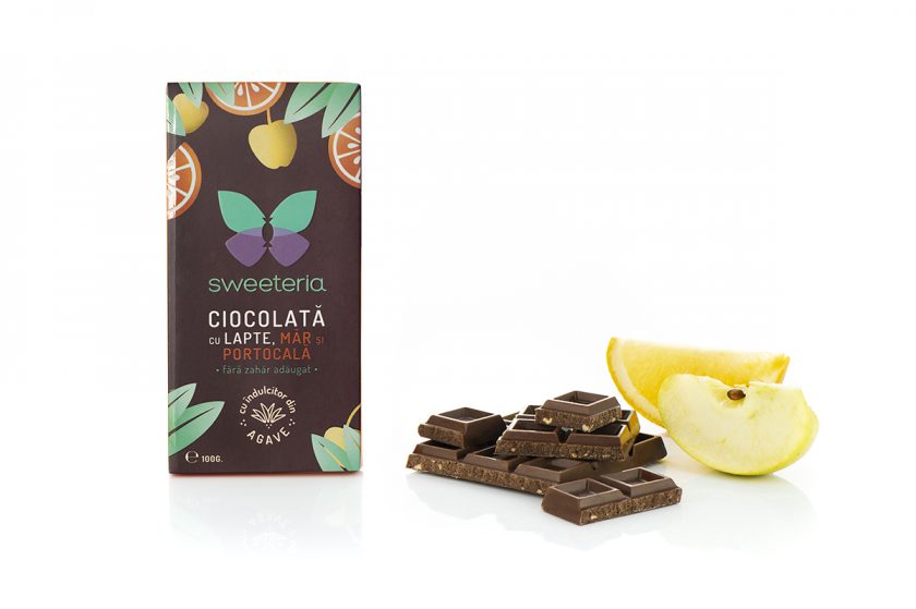 Ciocolata cu lapte, mar si portocala