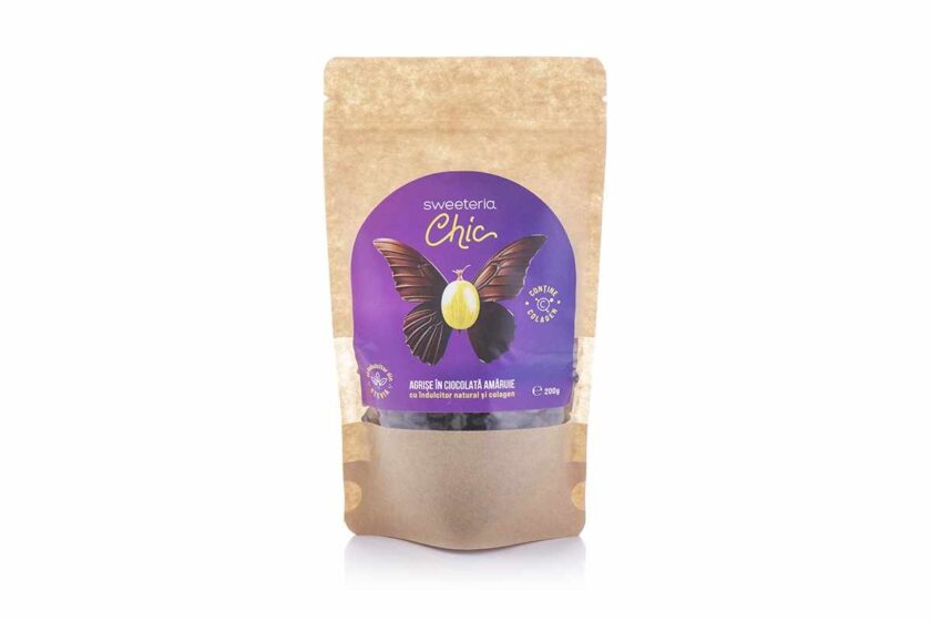 Agrise in ciocolata amaruie cu indulcitor natural si colagen