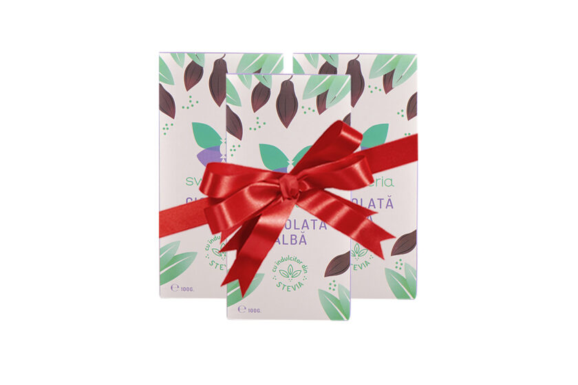 Ciocolata alba cu indulcitor natural 2+1 Cadou