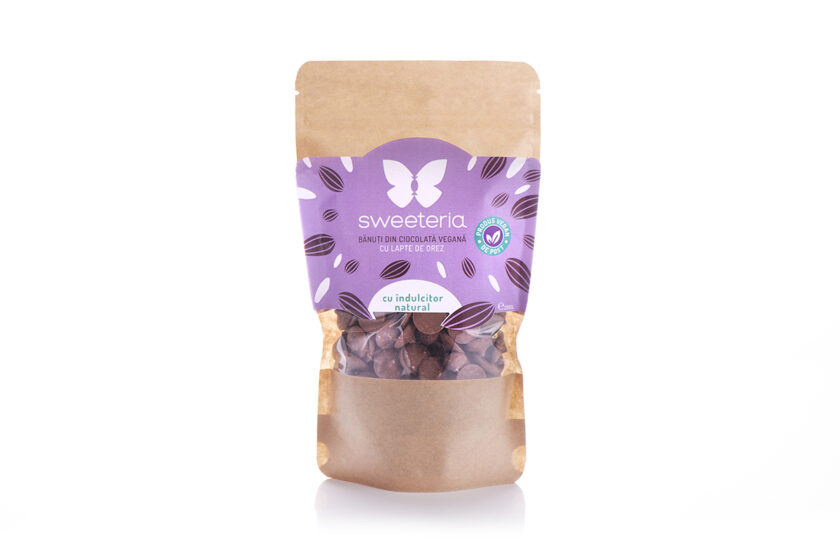 Banuti de ciocolata vegana cu lapte de orez Sweeteria 250gr (40% cacao)